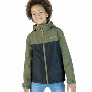 Eddie Bauer Kids Lone Peak Orange Green Black Rain Coat Jacket Sz L 14-16